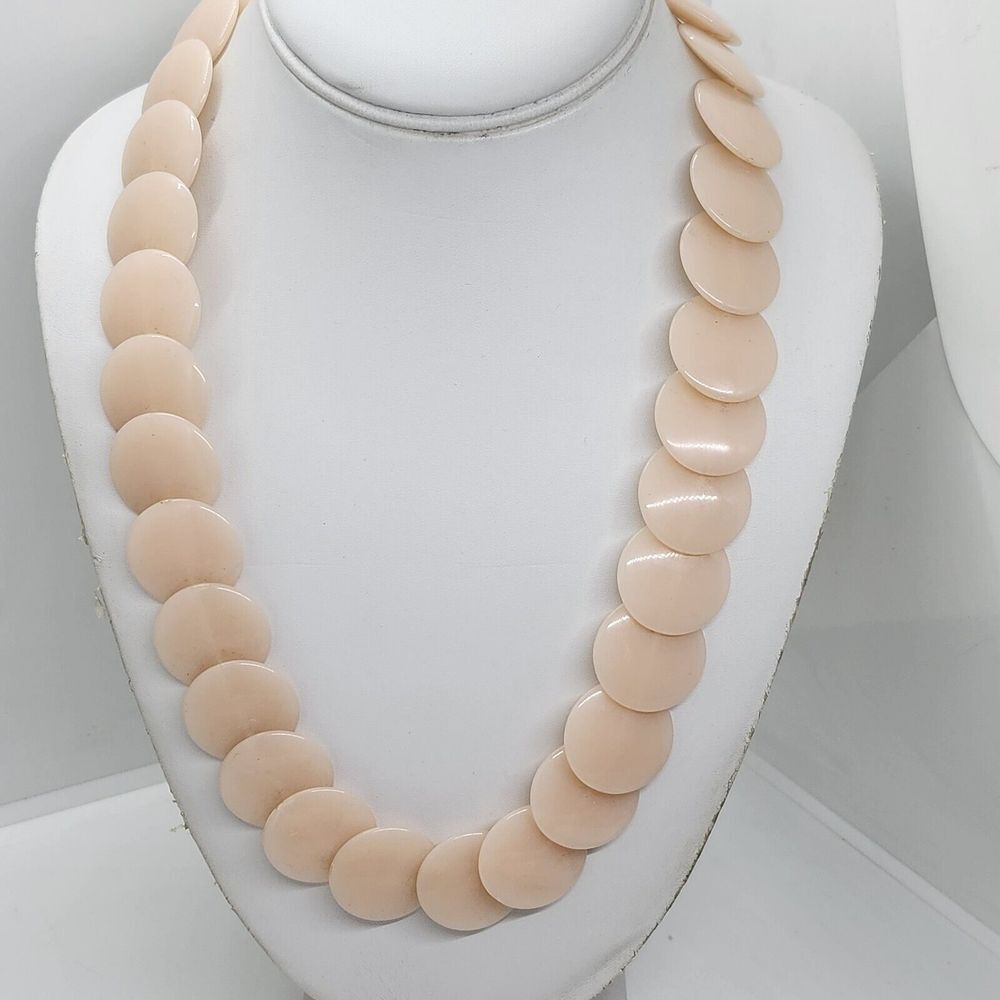 Vintage Pink Lucite Disc Necklace